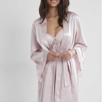 Pierre Cardin Midi Dantel Sabahlık Gecelik Set 4090 Pudra