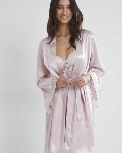 Pierre Cardin Midi Dantel Sabahlık Gecelik Set 4090 Pudra