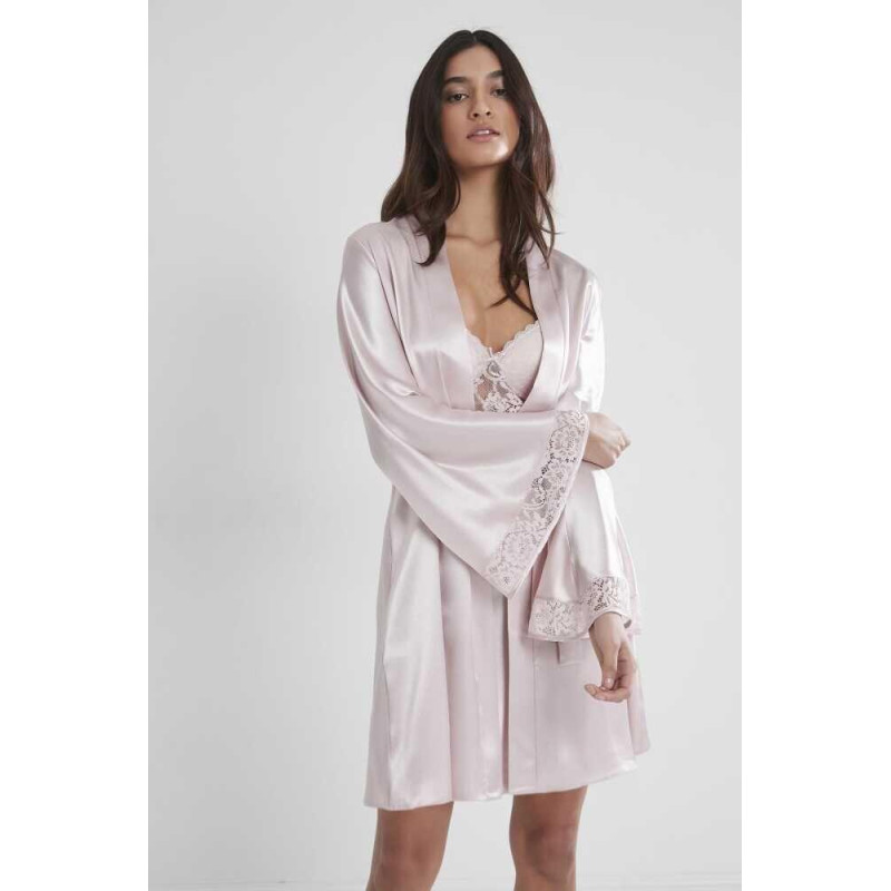 Pierre Cardin Midi Dantel Sabahlık Gecelik Set 4090 Pudra
