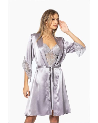 Pierre Cardin Midi Dantel Sabahlık Gecelik Set 4240 Royal