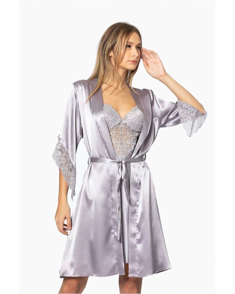 Pierre Cardin Midi Dantel Sabahlık Gecelik Set 4240 Royal