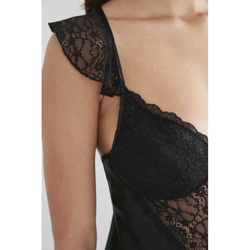 Pierre Cardin Midi Dantel Sabahlık Gecelik Set 4240 Siyah