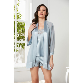 Pierre Cardin Mist 3'lü Saten Dantelli Şort Ve Şifon Dantelli Sabahlık Takımı 2475 Pierre Cardin Mist 3'lü Saten Dantelli Şort Ve Şifon Dantelli Sabahlık Takımı 2475