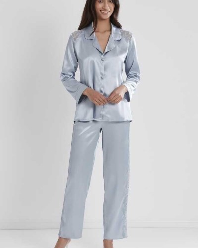 Pierre Cardin Mist Kadın Sırtı Dantel Saten Pijama Takımı 1438