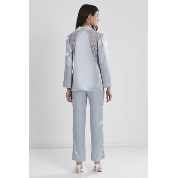 Pierre Cardin Mist Kadın Sırtı Dantel Saten Pijama Takımı 1438 Pierre Cardin Mist Kadın Sırtı Dantel Saten Pijama Takımı 1438