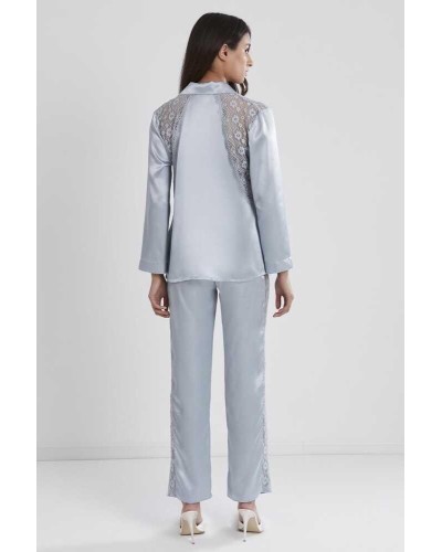 Pierre Cardin Mist Kadın Sırtı Dantel Saten Pijama Takımı 1438 Pierre Cardin Mist Kadın Sırtı Dantel Saten Pijama Takımı 1438