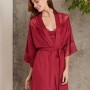 Pierre Cardin Penye Dantelli Gecelik Sabahlık Takım 4010 Bordo