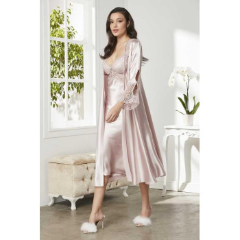 Pierre Cardin Pudra 6'lı Full Güpür Gecelik Sabahlık TK 6620
