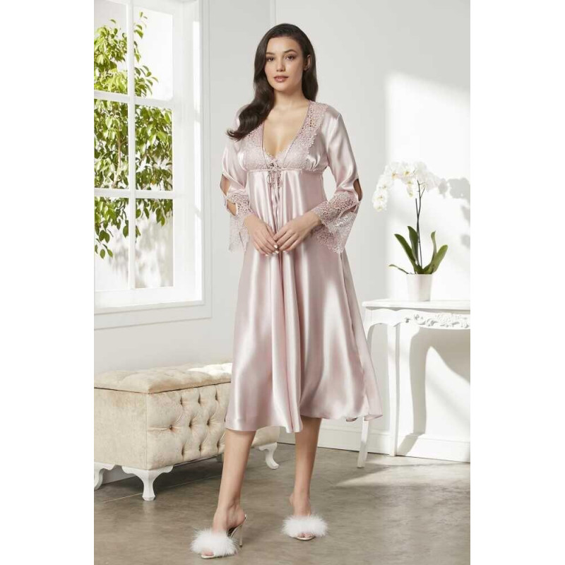 Pierre Cardin Pudra 6'lı Full Güpür Gecelik Sabahlık TK 6620