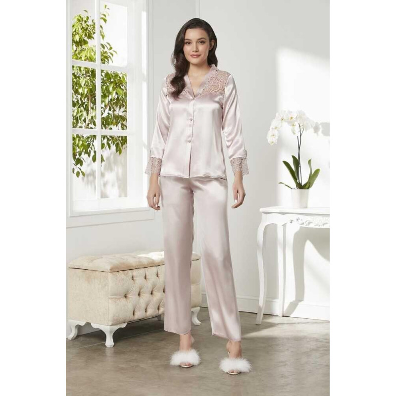 Pierre Cardin Pudra 6'lı Full Güpür Gecelik Sabahlık TK 6620