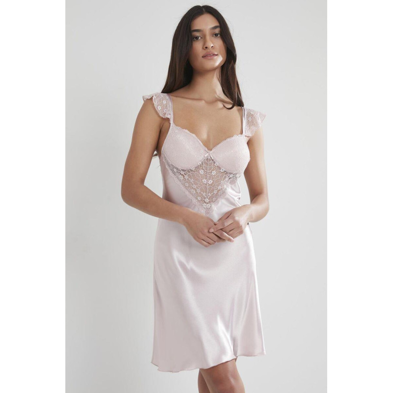 Pierre Cardin Pudra Midi Dantel Sabahlık Gecelik Set 4240