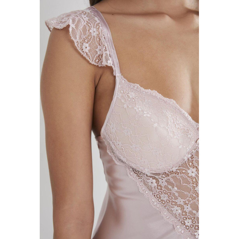 Pierre Cardin Pudra Midi Dantel Sabahlık Gecelik Set 4240