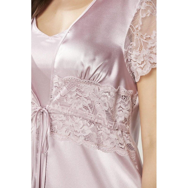 Pierre Cardin Pudra Saten Dantelli 3'lü Kadın Sabahlık-Şort Takım 2480 Pierre Cardin Pudra Saten Dantelli 3'lü Kadın Sabahlık-Şort Takım 2480