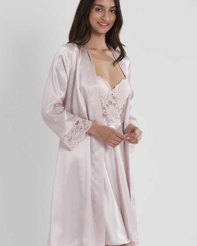 Pierre Cardin Pudra Sütyen Kaplı Sabahlık Gecelik Set 4265
