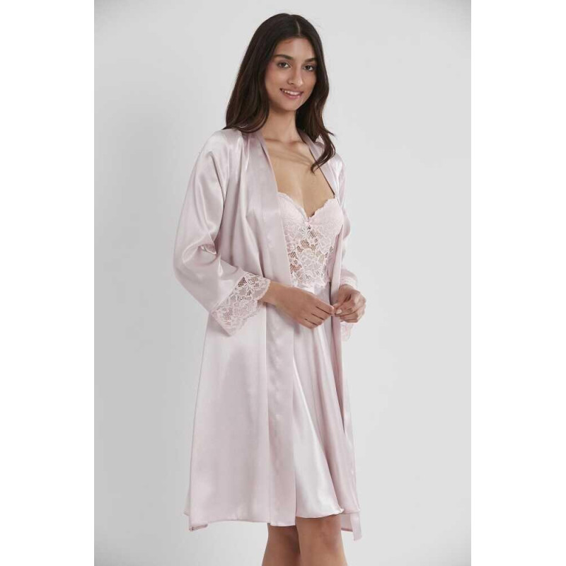 Pierre Cardin Pudra Sütyen Kaplı Sabahlık Gecelik Set 4265