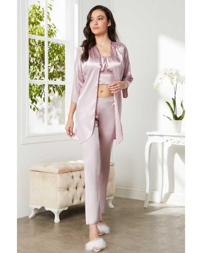 Pierre Cardin Rose Saten 3'lü Pijama Takım 2075 Pierre Cardin Rose Saten 3'lü Pijama Takım 2075