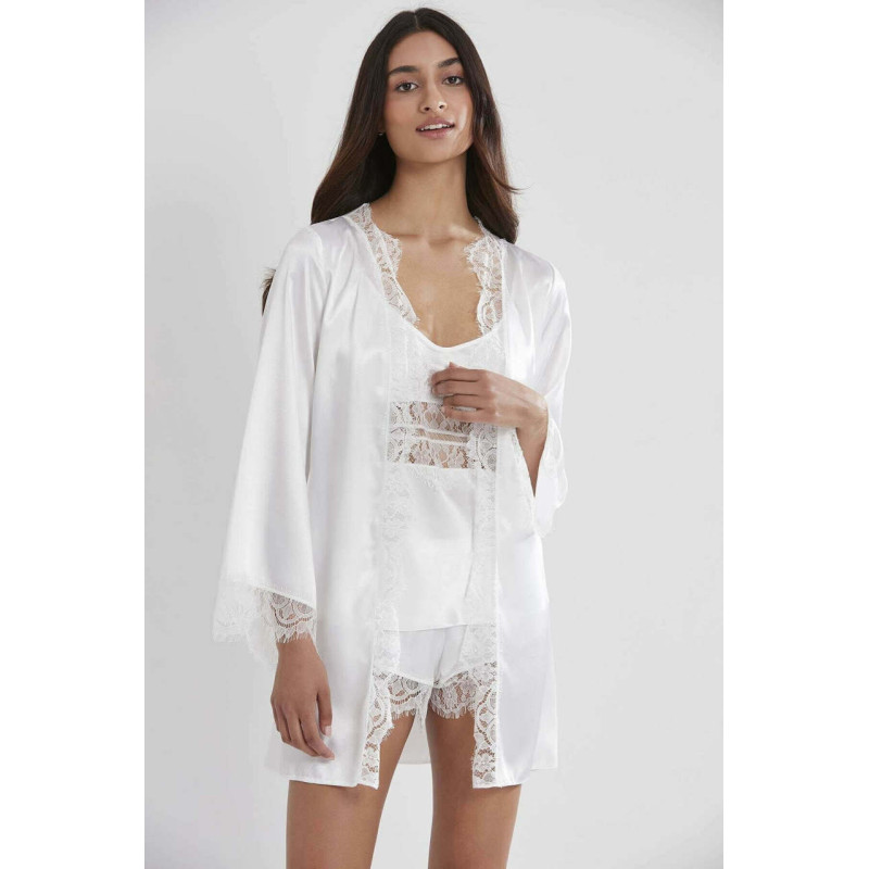 Pierre Cardin Saten 3lü Kimono Şort Takımı 2490 Ekru