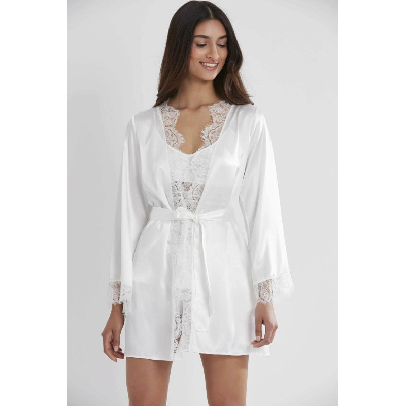 Pierre Cardin Saten 3lü Kimono Şort Takımı 2490 Ekru