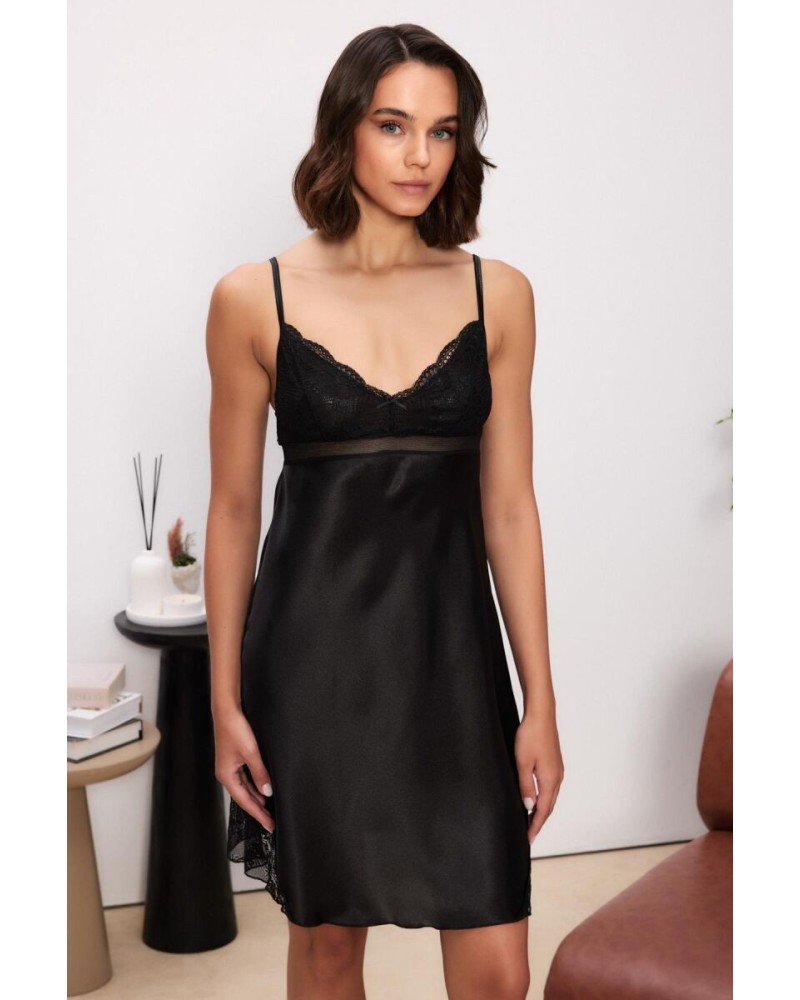 Pierre Cardin Siyah Saten Dantelli Kadın Gecelik Sabahlık Takımı 4510 Pierre Cardin Siyah Saten Dantelli Kadın Gecelik Sabahlık Takımı 4510