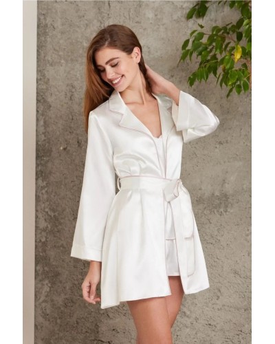 Pierre Cardin Saten 4lü Gecelik Sabahlık Şort Seti Ekru 7200