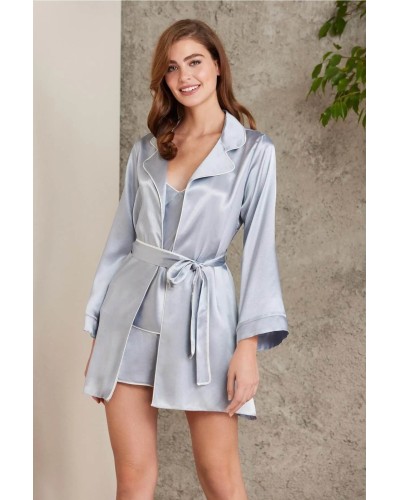 Pierre Cardin Saten 4lü Gecelik Sabahlık Şort Seti Mist 7200
