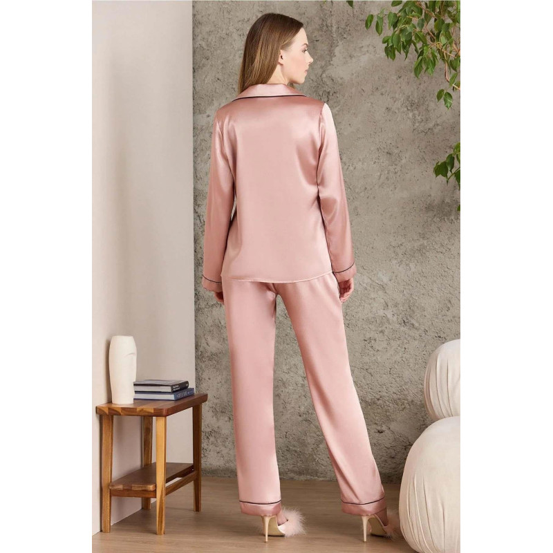Pierre Cardin Saten Biyeli Pijama Takımı 1200 Brandy
