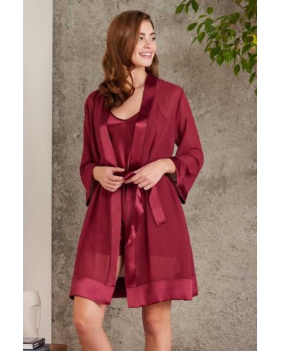 Pierre Cardin Saten Bordo Dörtlü Gelin Çeyiz Seti 7085