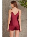 Pierre Cardin Saten Bordo Dörtlü Gelin Çeyiz Seti 7085