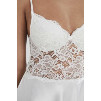 Pierre Cardin Ekru Saten Dantelli Gecelik 627