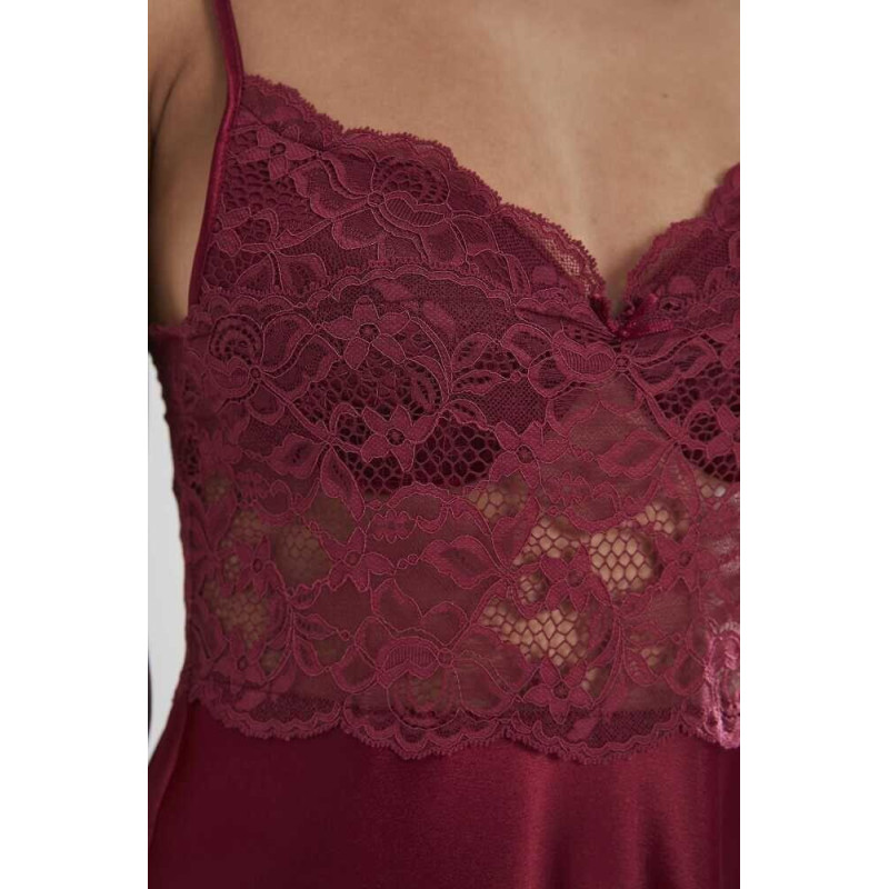Pierre Cardin Saten Dantelli Gecelik 627 Bordo