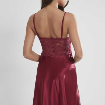 Pierre Cardin Saten Dantelli Gecelik 627 Bordo