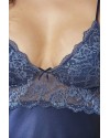 Pierre Cardin Saten Dantelli Gecelik 890 Lacivert