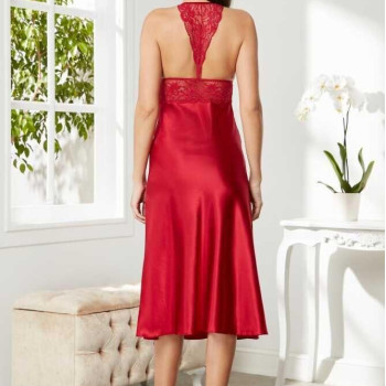 Pierre Cardin Saten Dantelli Gecelik 905 Kırmızı