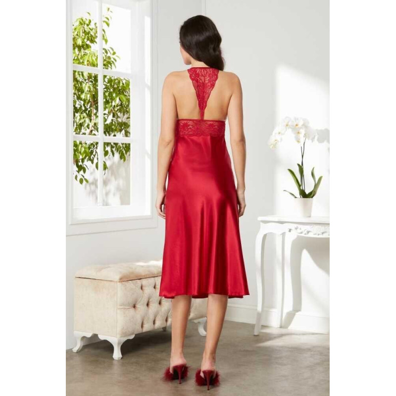 Pierre Cardin Saten Dantelli Gecelik 905 Kırmızı