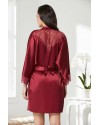 Pierre Cardin Saten Dantelli Gecelik Sabahlık Takım 4280 Bordo