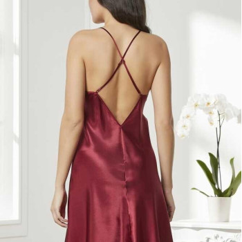 Pierre Cardin Saten Dantelli Gecelik Sabahlık Takım 4280 Bordo