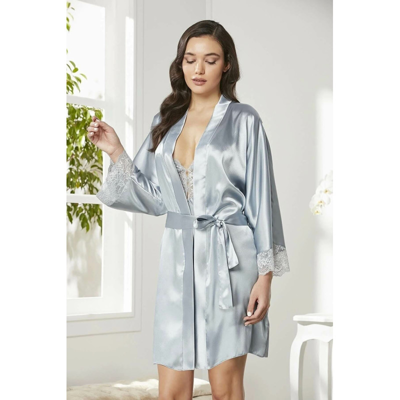 Pierre Cardin Saten Dantelli Gecelik Sabahlık Takım 4280 Mist