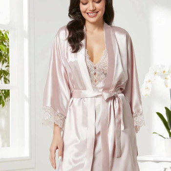 Pierre Cardin Saten Dantelli Gecelik Sabahlık Takım 4280 Pudra