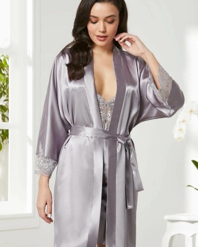 Pierre Cardin Saten Dantelli Gecelik Sabahlık Takım 4280 Royal