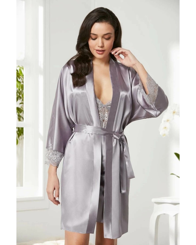 Pierre Cardin Saten Dantelli Gecelik Sabahlık Takım 4280 Royal
