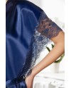 Pierre Cardin Lacivert Saten Dantelli Gecelik Sabahlık Takım 4438