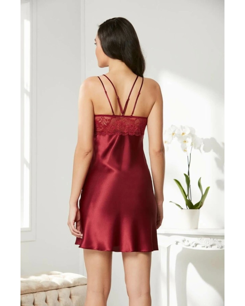 Pierre Cardin Saten Dantelli Gecelik ve Sabahlık Takımı 4375 Bordo