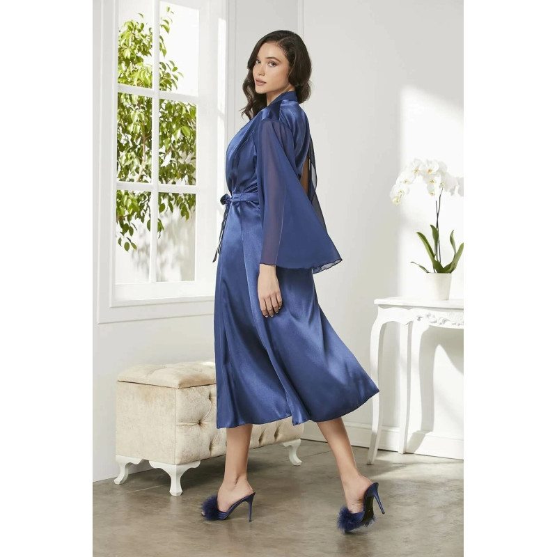 Pierre Cardin Saten Dantelli Gecelik ve Sabahlık Takımı 4375 Lacivert Pierre Cardin Saten Dantelli Gecelik ve Sabahlık Takımı 4375 Lacivert
