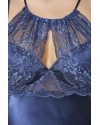 Pierre Cardin Saten Dantelli Gecelik ve Sabahlık Takımı 4375 Lacivert