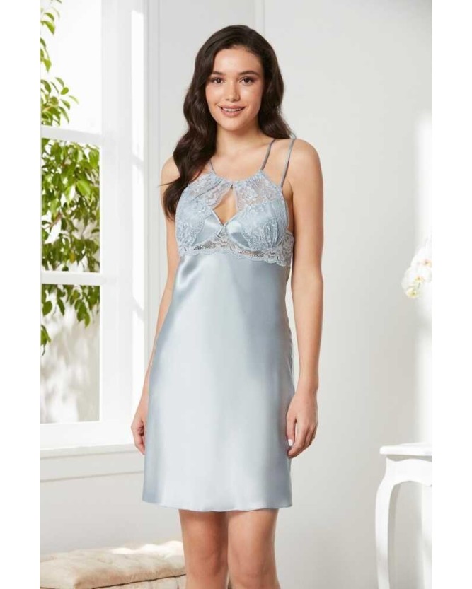 Pierre Cardin Saten Dantelli Gecelik ve Sabahlık Takımı 4375 Mist