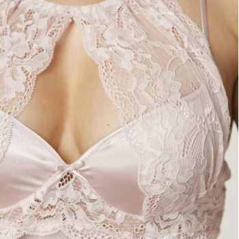 Pierre Cardin Saten Dantelli Gecelik ve Sabahlık Takımı 4375 Pudra