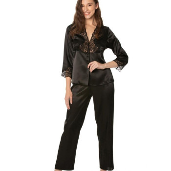 Pierre Cardin Saten Dantelli Kadın Pijama Takımı - 1110 Siyah