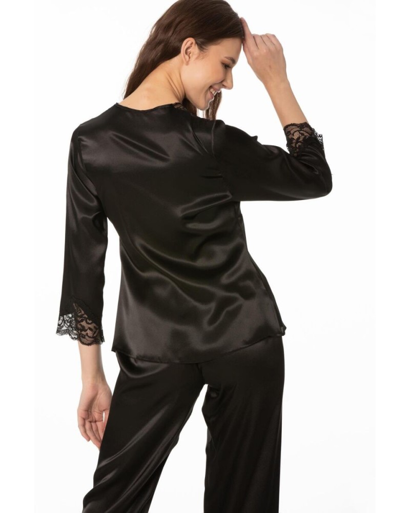Pierre Cardin Saten Dantelli Kadın Pijama Takımı - 1110 Siyah