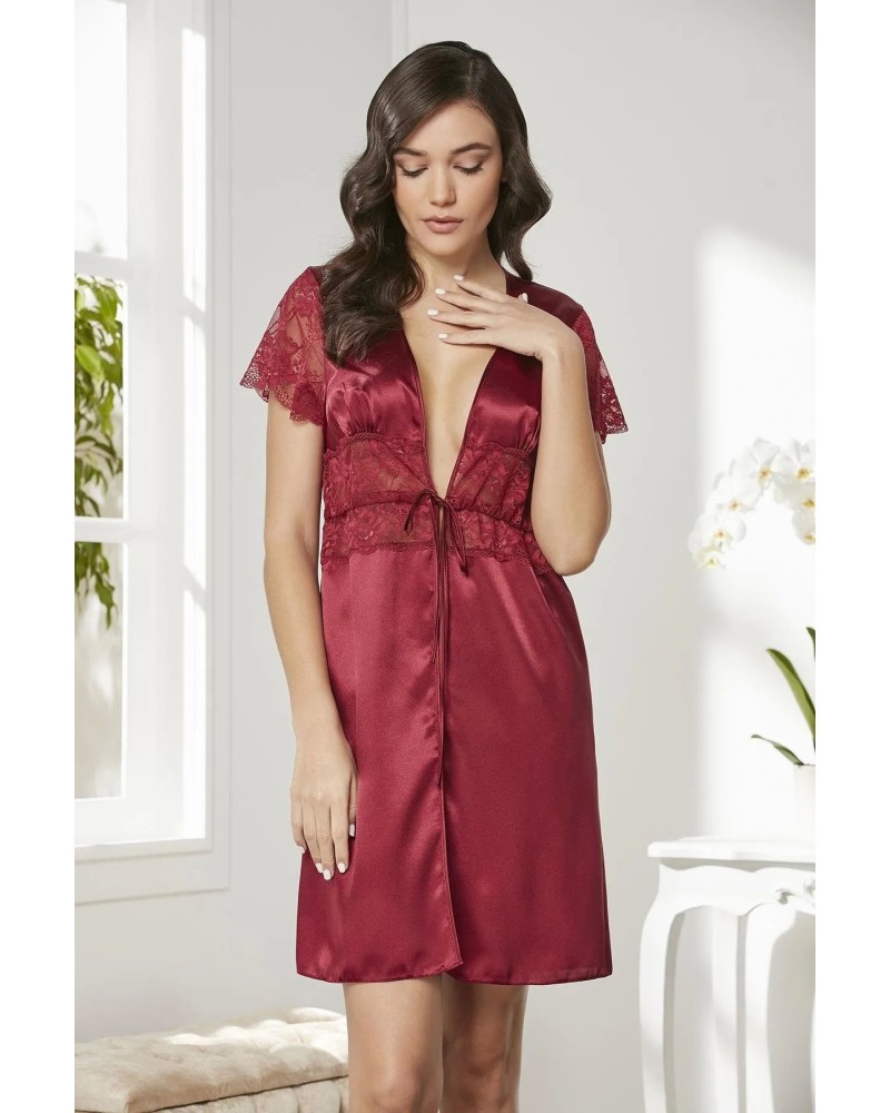 Pierre Cardin Saten Dantelli Midi Sabahlık 1020 Bordo Pierre Cardin Saten Dantelli Midi Sabahlık 1020 Bordo