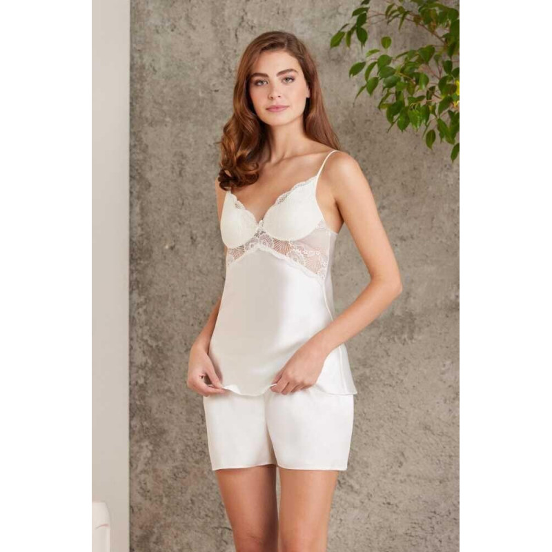 Pierre Cardin Saten Ekru Dörtlü Gelin Çeyiz Seti 7035 